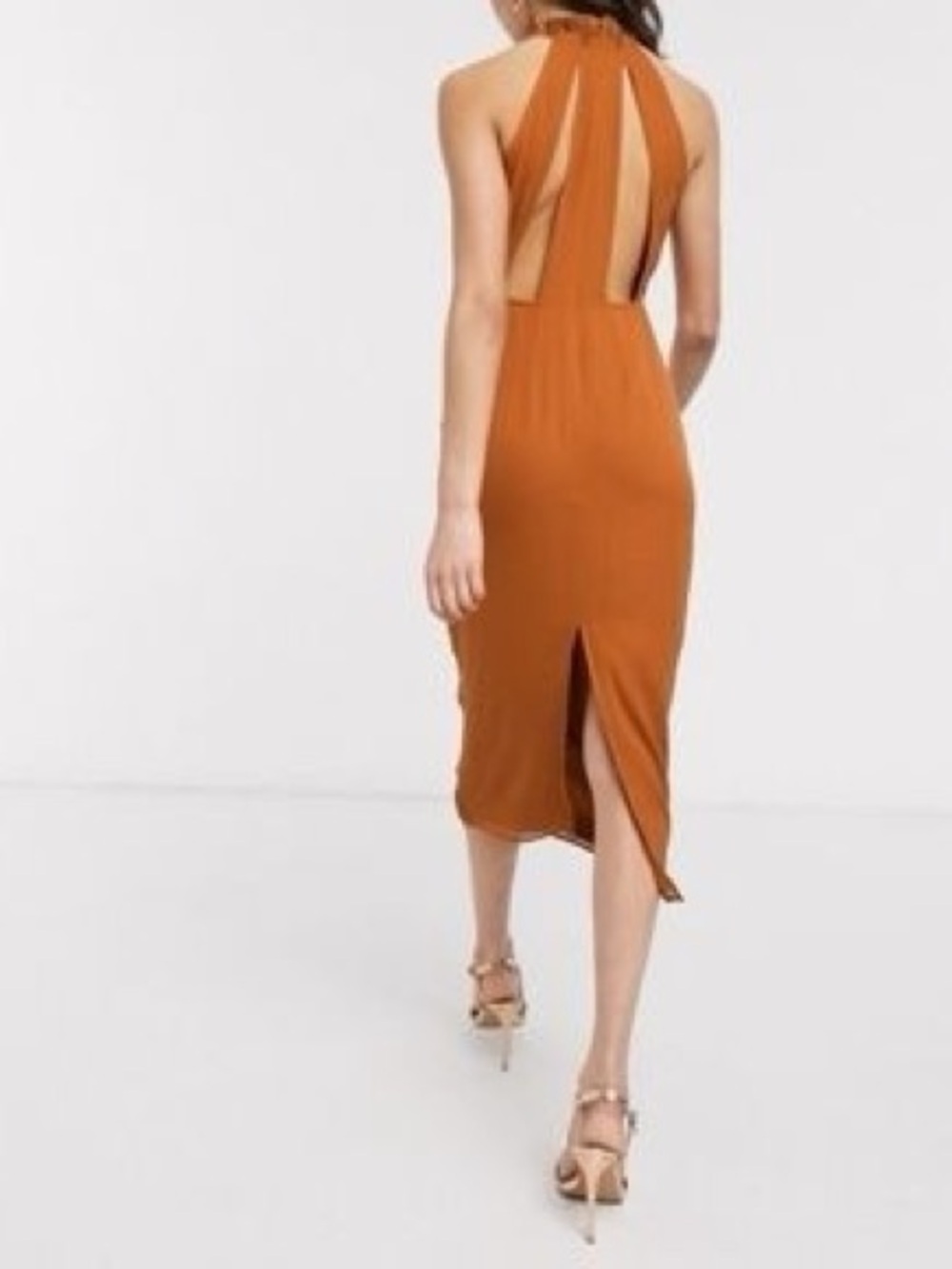 ASOS Rust Halter Midi Dress - Picture 2 of 9